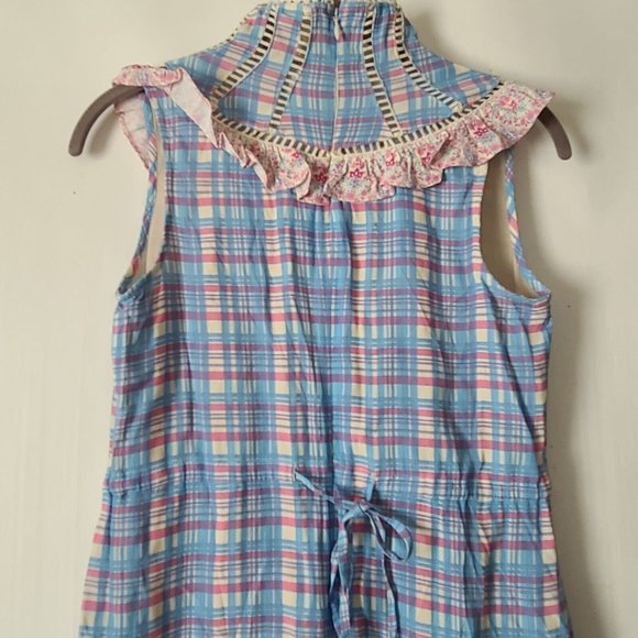 Anthropologie Plenty by Tracy Reese Plaid Mini Dress XSP Sleeveless Blue NWOT - Picture 6 of 11